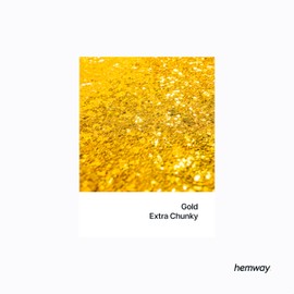 Hemway Premium Ultra Sparkle Glitter Multi Purpose Metallic Flake for Arts Crafts Nails Cosmetics Resin Festival Face Hair - Gold - Extra Chunky (1/24" 0.040" 1mm) 100g / 3.5oz