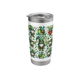 Funny St Patricks Day Drinking Accessories Green Beer Gnome Stainless Steel Insulated Tumbler