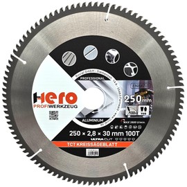 Hero Circular Saw Blade 250 x 30/20 mm 100 Teeth Carbide Saw Blade TCT Replacement Saw Blade for Aluminium, PVC, Hardwood, Non-Ferrous Metals Universal Hand Saw, Mitre Saw, Table Saw, Chop Saw