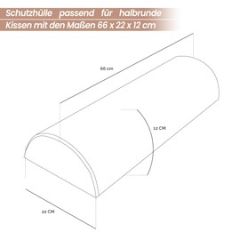 Vivezen - Terry Cloth Protective Sheet for Semicircular Massage Table Cushion 66cm x 22cm x 12cm
