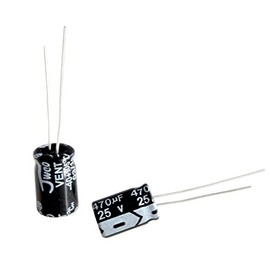 Kaito Denshi 25V 470μF Electrolytic Capacitors, 0.3 x 0.5 inches (8 x 12 mm), JWCO Electronic Work Circuits, Pack of 10