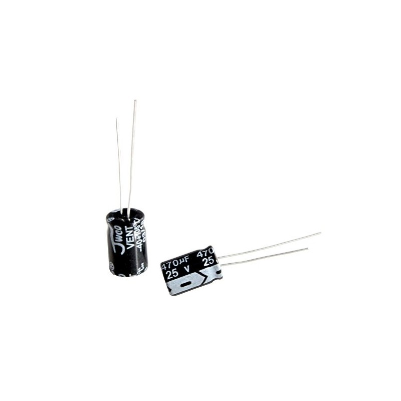 Kaito Denshi 25V 470μF Electrolytic Capacitors, 0.3 x 0.5 inches