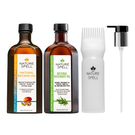 Nature Spell Rosemary Oil & Batana Oil Hair Care Set For Hair Growth, Scalp & Hair Strengthening Duo, With Applicator & Pump, 2 x 150ml