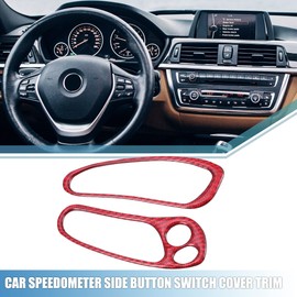 X AUTOHAUX Auto Speedometer Side Button Switch Cover Trim Interior Accessories for Chevy Corvette C5 1998-2004 Polyurethane Carbon Fiber Pattern Red (Set of 2)