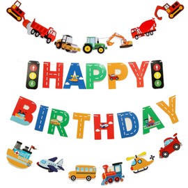 Birthday Decoration Car Vehicle Happy Birthday Garland Birthday Decoration Banner Set Vehicle Construction Vehicle Decoration Set Birthday Celebration Interior Photography Background Children
