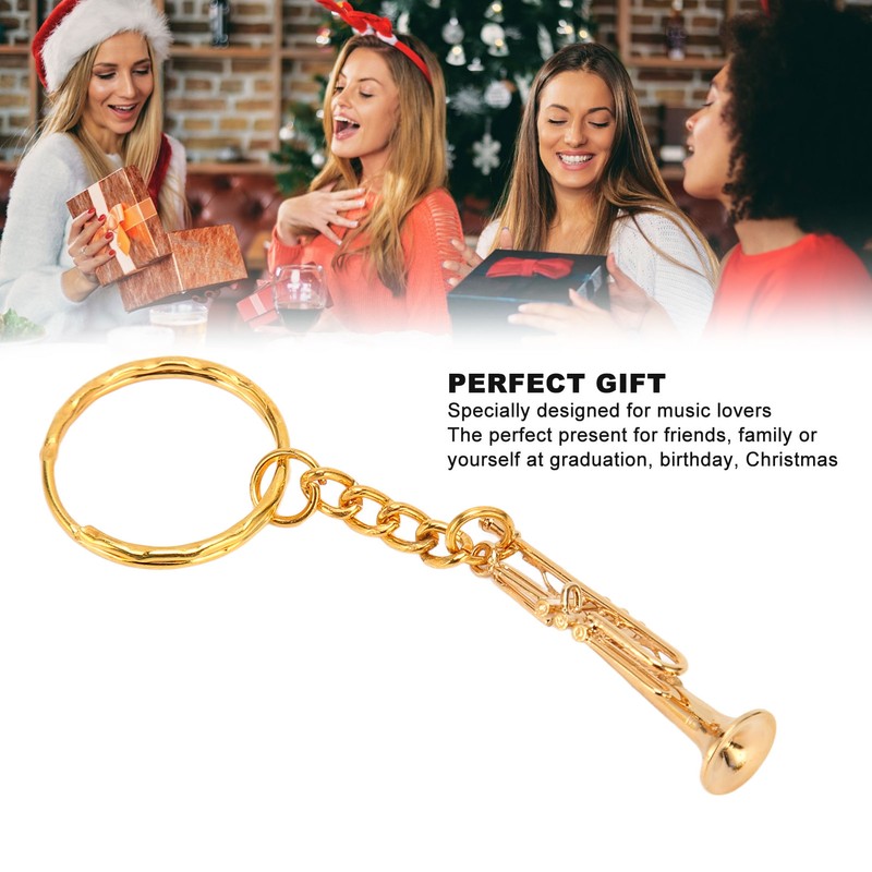 Trumpet Key Chain Pendant Metal Brass Fashionable Stylish Musical Instruments