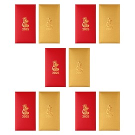 SM SunniMix 10 Pieces Chinese New Year Red Envelopes Hong Bao Xmas China Spring Festival Greeting Card Envelopes for New House Graduation, red and Gold