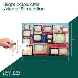 Keeping Busy Dementia Puzzles for Elderly - Large Piece Puzzles for Seniors - 35 Piece Jigsaw Broadcasting Puzzle - Color Coded with Templates - Dementia Activities for Seniors - Easy Adult Puzzle