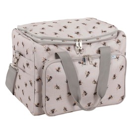 Hobby Gift Large Storage Bag – Bees, Detachable Handle & Adjustable Shoulder Strap Transparent PVC Top, Yarn Pass-Through Holes, Hidden Pockets for Craft Tools & Accessories 10.4 x 12 x 15.5cm