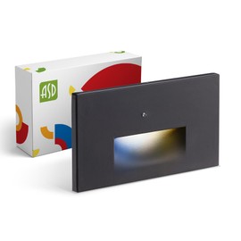 ASD LED Recessed Step Light Fixture | 3W 120LM 3000K-5000K 120V | 3CCT, Photocell, Waterproof, ETL Listed | Dusk to Dawn Stair Lamp, Outdoor Tread Lighting, Staircase Spotlight | Black