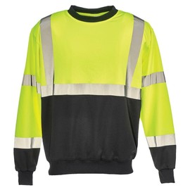 J. J. Keller & Associates, Inc. High Visibility Sweatshirt, Crew Neck, Black Bottom, Type R Class 3, Lime, 5X-Large, SAFEGEAR