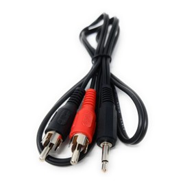 DRUT 1m 3.5mm Mono Jack Plug to 2 x RCA Phono Plugs Audio AUX Cable Lead 3.3ft