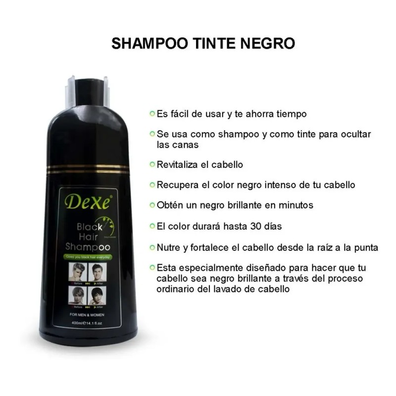 Shampoo Para Canas Con Tinte Para Cabello Color Negro 2