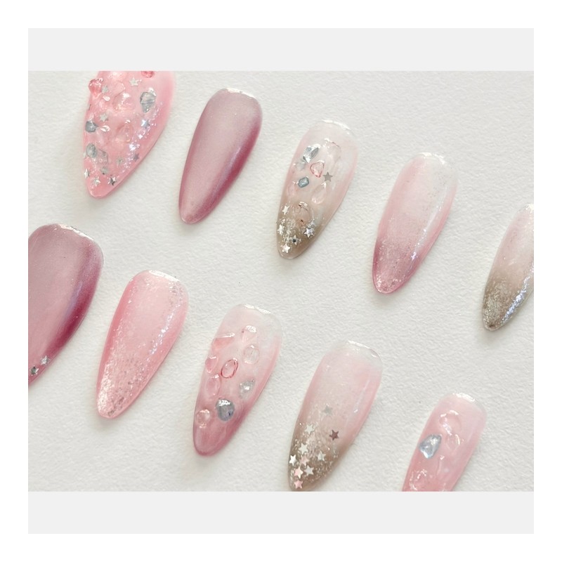 [Yeoun Blush] Handmade Nail Tips - Almond Egg / [여운