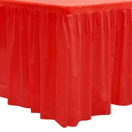 Party Essentials Plastic Table Skirt, 1-Count, 29" W x 8' (96") L, Red