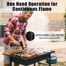 VORHOT Adjustable Flame Burner, Kitchen Burner with Gas Indicator, Refillable Bunsen Burner with Safety Lock, Burner for Kitchen Crème Brulée Camping