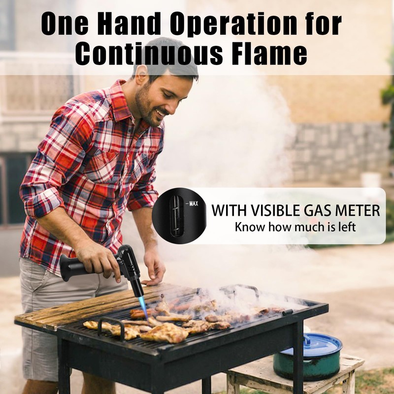 VORHOT Adjustable Flame Burner, Kitchen Burner with Gas Indicator, Refillable