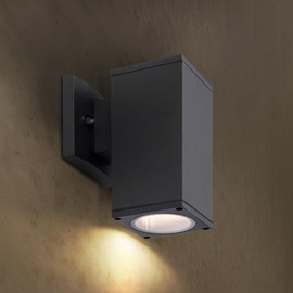 ASD 1 Light Square LED Indoor & Outdoor Wall Light Fixture | 9W 1000LM 3000K-5000K 120V Cylinder Up Down Lights | Dimmable Waterproof Exterior Wall Sconce | Front Door, Porch, Patio | Black, ETL