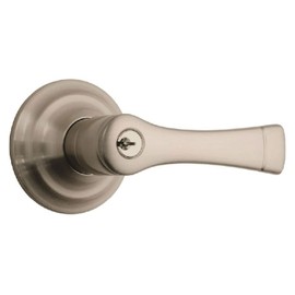 BRINKS - Harper Keyed Lock Front Entry Door Lever, Satin Nickel - Hands-Free Modern Outdoor Home Decor Brushed Nickel Front Door Handle Keyed Lockset