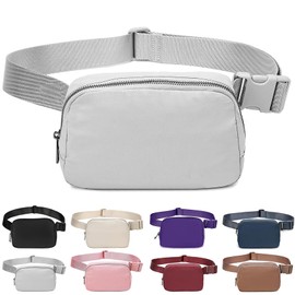 Bomvabe - Riñonera cruzada para mujer, 1L con correa ajustable de 32 a 51 pulgadas, bolsa de cintura pequeña con 2 bolsillos, gris, Viajes