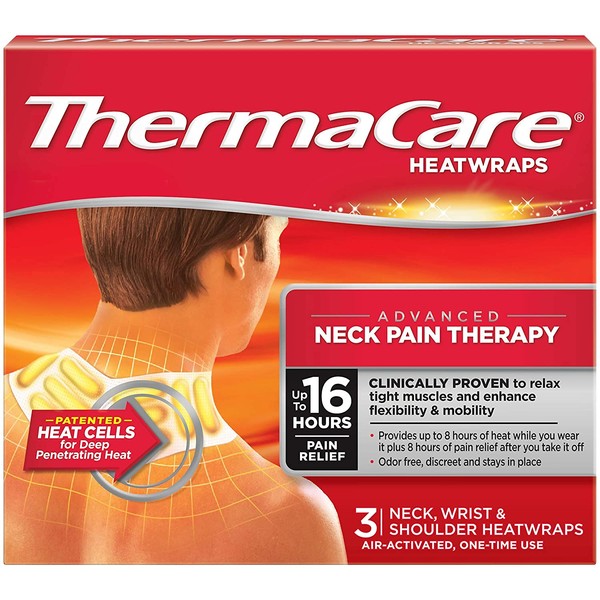 ThermaCare Neck, Wrist & Shoulder HeatWraps, Therapy for Temporary Relief of Minor Muscular, Joint Aches & Pains, Air-Activated, Helps Rebuild Damaged Tissue & Accelerate Healing, Single Use, PK/3
