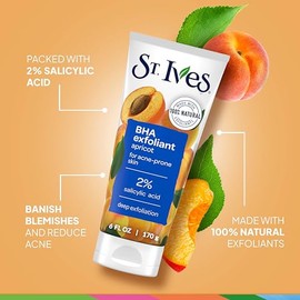 St Ives - Exfoliante de albaricoque St. Ives Naturally Clear para controlar imperfecciones y puntos negros, unisex, 170 g (6 oz)