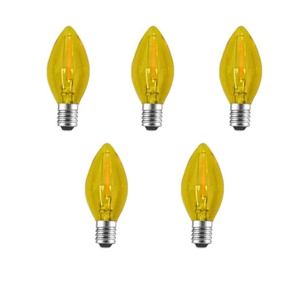 VENUSOP 5 Pack C7 Yellow LED Replacement Christmas Light Bulbs,E12