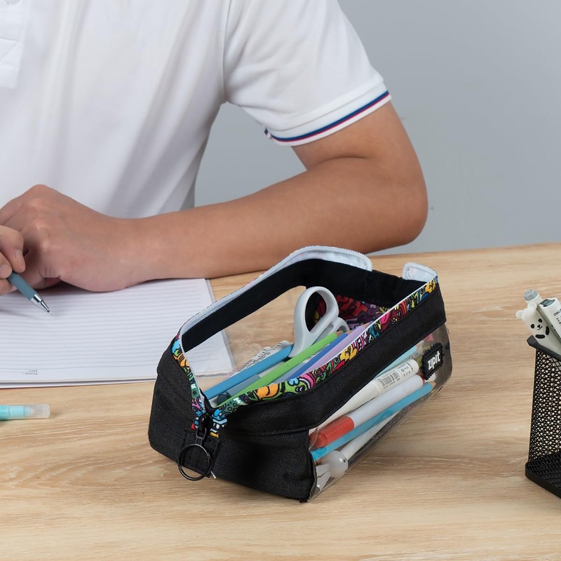 ZIPIT Clear Lenny Pencil Case | Large Capacity Pencil Pouch