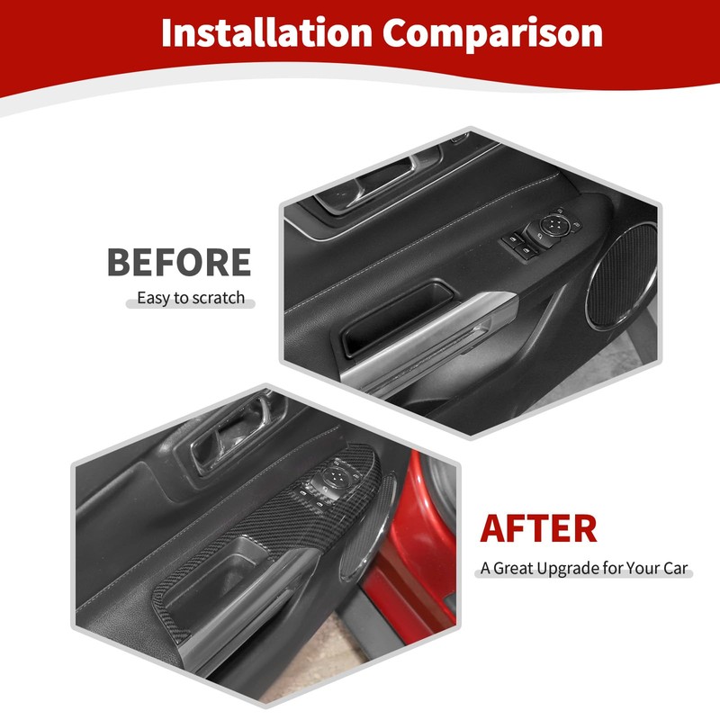 JOSHELA for Mustang Power Window Switch Panel Trim Cover for