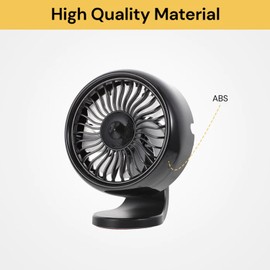 EZONEDEAL 3-Speed Adjustable Portable USB Fan Suitable for all mini vans, trucks, SUVs, sedans, coupes-Black