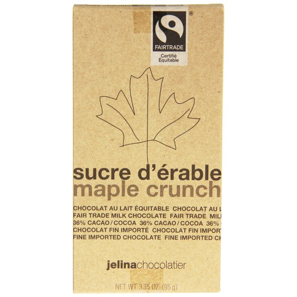 Jelina's Milk Chocolate Bar, Maple Crunch, 3.35 Ounce (Pack of 8)
