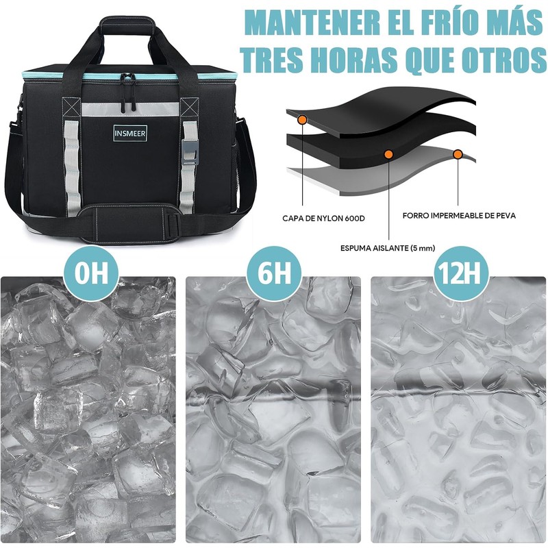 INSMEER Hielera Térmica Plegable para 65 latas Gran Capacidad Bolsa