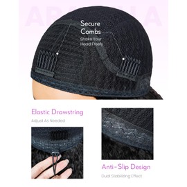 Arabella Glueless Human Hair Headband Wig Ponytail Extension Half Wig for Women Drawstring Ponytail Wear and Go Wig Glueless Human Hair Wigs (18 Inch Yaki Straight)