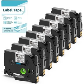 Vixic 8 Pack BZ Tape Laminated 12mm 0.47 Black Ink on White Tape for D210S H1100 E1000 D480BT P780BT P3200