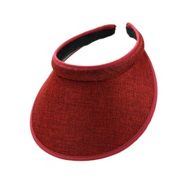 jecvxor Cloth Covered Slip-On Visor for Women, Adjustable Cap Sports Sun Visors for Men, Women's Clip On Golf/Tennis/Running Visor Hat (Red)