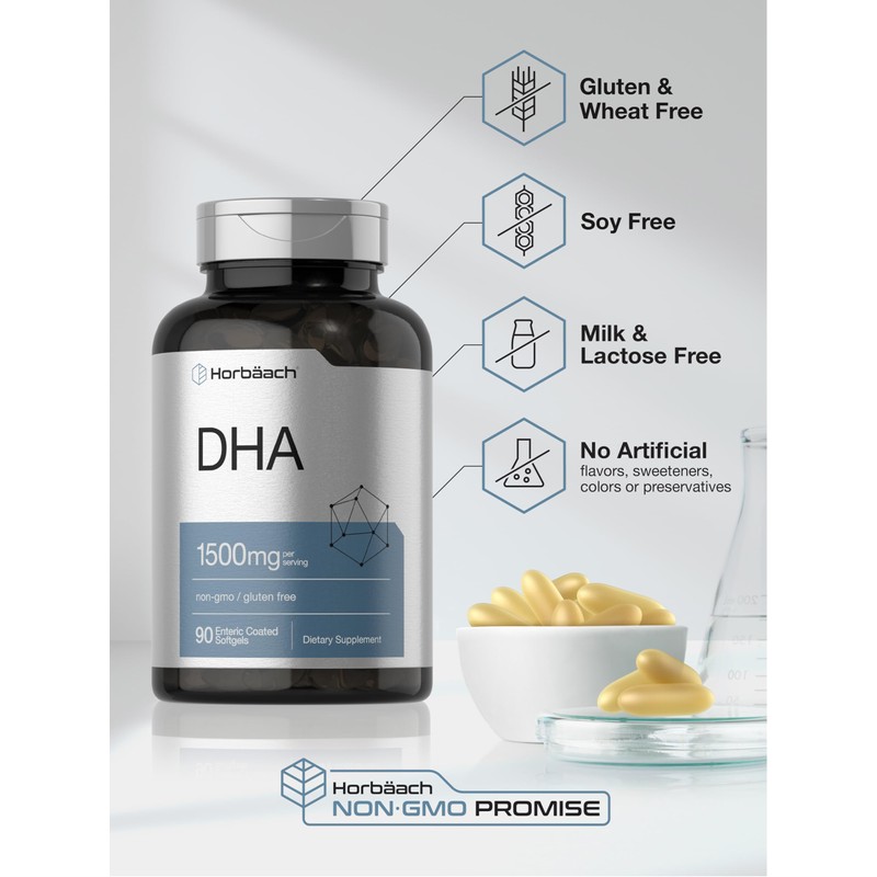 Horbaach DHA Supplement 1500mg | 90 Softgels | EPA, Omega