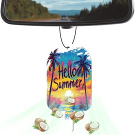 WOCOCN Cute Car Air Freshener Hanging, Coconut Air Freshener, Size 3.15 x 1.6 in,Unique Car Accessories,Scent for Automotive or Home (Sunset)