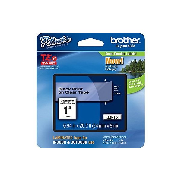 Brother TZe-151 24mm (1 ), Length of 8M, Black on