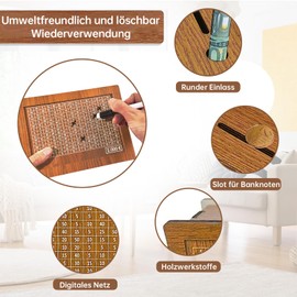 Money Box with Counter, 2000 Euro Savings Goal, with Acrylic Plate, Wipeable and Reusable After Achieving the Goal, Creative Money Box, Saving Learning, Gift for Children