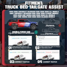 InTimesAuto Truck Tailgate Assist Shock for 1999-2007 Chevy Silverado & GMC Sierra 1500 2500 3500, No-Drill Installation, Smooth Drop Rate for Enhanced Safety and Durability in Off-Road Adventures