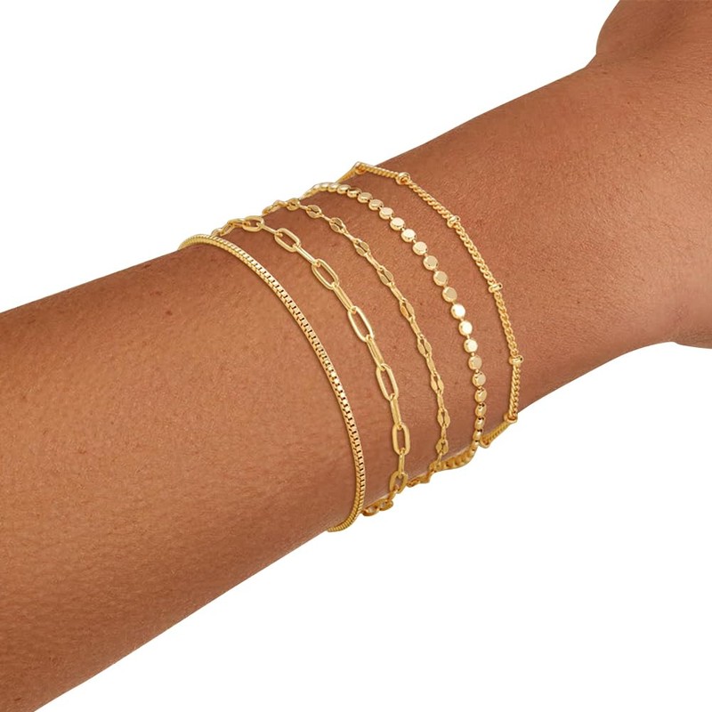 FFWTPY Pack of 5 Women's Bracelets, Adjustable Waterproof and Stackable
