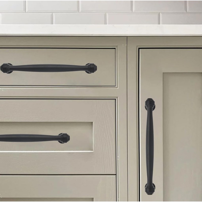 khtumeware 10 Pack 5 Inch(128mm) Matte Black Cabinet Pulls, Black
