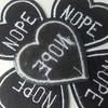 Acxico 5Pcs Nope Black Heart Iron-On/Sew-On Embroidered Patch, Gothic Punk