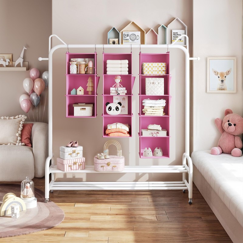 YOUDENOVA Hanging Closet Organizer, 5-Shelf Closet Hanging Storage Shelves, Light