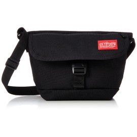 Manhattan Portage MP1603FZP Genuine Nylon Messenger Bag Flap Zipper Pocket, Black, Black