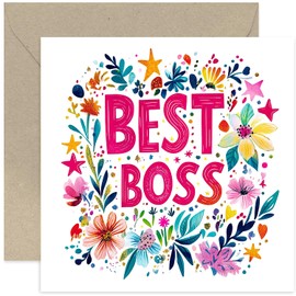 Thank You Card for Female Boss - Cute Retirement Gifts for Women - Special Gratitude Present for Colleague, Team Leader, Manager, Coworker - Beautiful and Bold Floral Design