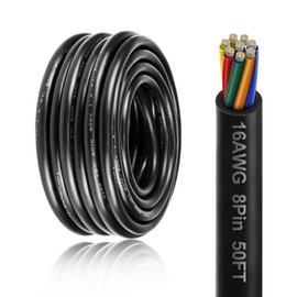 18 Gauge 8 Conductor Electrical Wire, 50FT 18AWG PVC Thermostat Wire, Low Voltage Landscape Wire, Flexible Cord for LED Lighting Strips Automotive Garden Bell Speaker
