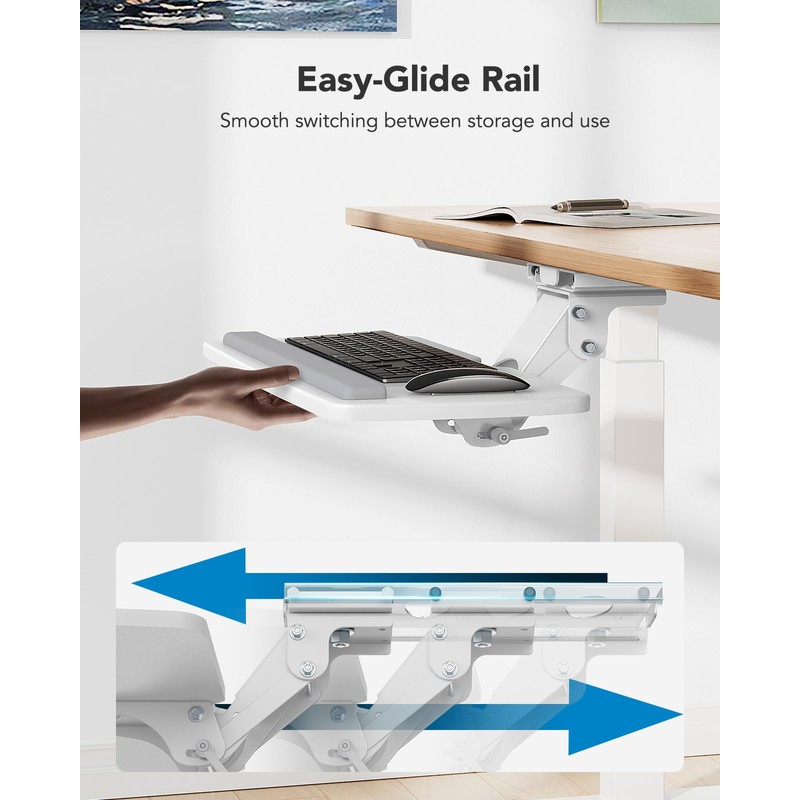 HUANUO Keyboard Tray Under Desk, 360 Adjustable Ergonomic Sliding Keyboard