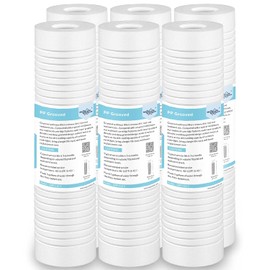 Membrane Solutions Grooved Sediment Water Filter Cartridge (Pack of 6), 5 Micron Whole House Water Filter Universal Replacement 10"x2.5" for 10 inch RO Unit, Whole House Under-Sink Filtration System