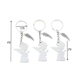 ADAVAS.Y&G Praying Angel Wings Keychains, Set of 3, White and Silver